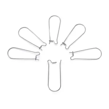 

100pcs 304 Stainless Steel Hoop Earrings Settings For Jewelry Making Findings Stainless Steel Color, 33x12.5x0.5mm, Pin: 0.6mm