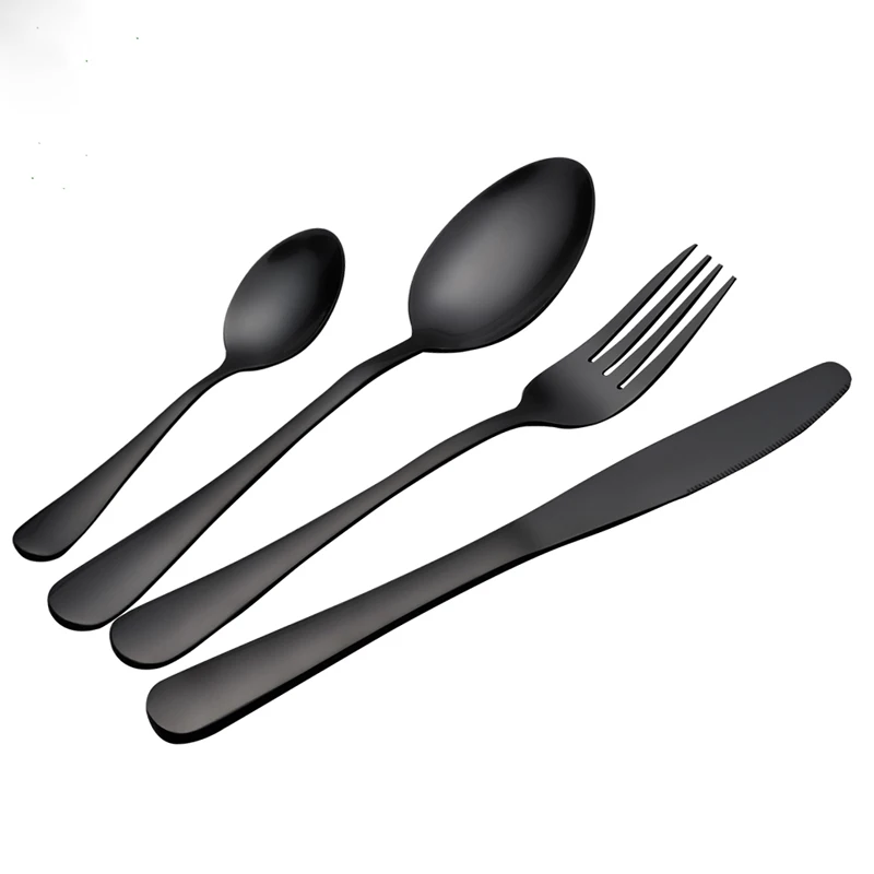 

4PCS Dinner Set Wedding Travel Cutlery Set Stainless Steel Dinner Knife Fork Scoops Silverware Set Colorful Black Golden Color