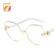 Модные кошачий глаз оптические женские очки прозрачные линзы большой металлический рецепт оправа для очков в ретростиле очки