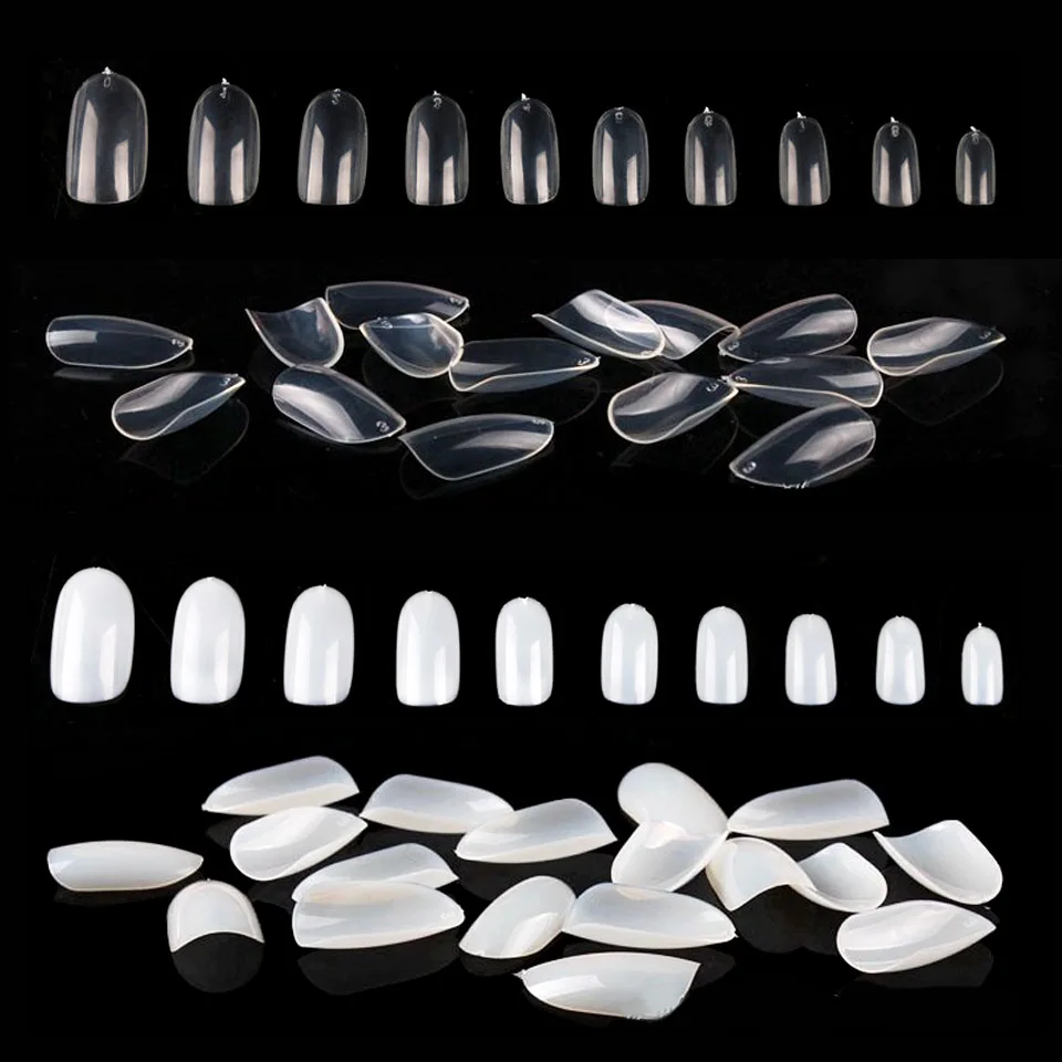 

100PCS Cheap Oval False Nail Tips Round Nail Tips Artificial Nails Natural Full Cover Fake Nails Faux Ongle Unas Postizas JZJ012