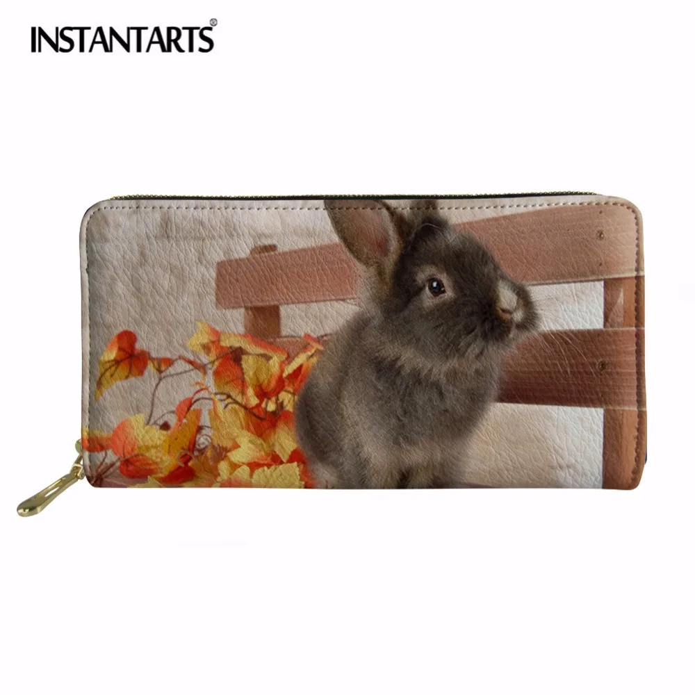 INSTANTARTS 3D Rabbit Print PU Leather Wallet Women's Luxury Brand