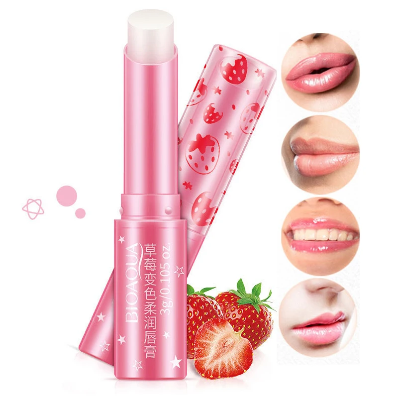 Бальзам для губ BIOAQUA Stawberry помады меняющие цвет увлажняющие удаляют морщины Гидра