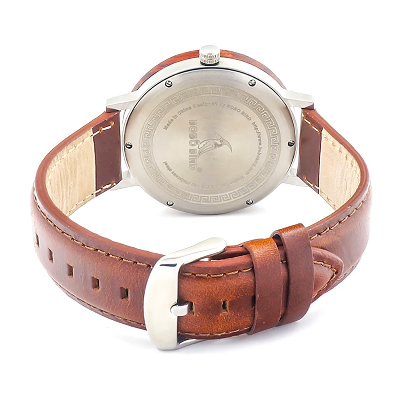 BOBO BIRD V-M28 Men Watch Wood Bezel Steel Dress Watch Business Leather Quartz Watch for Male Relogio Masculino