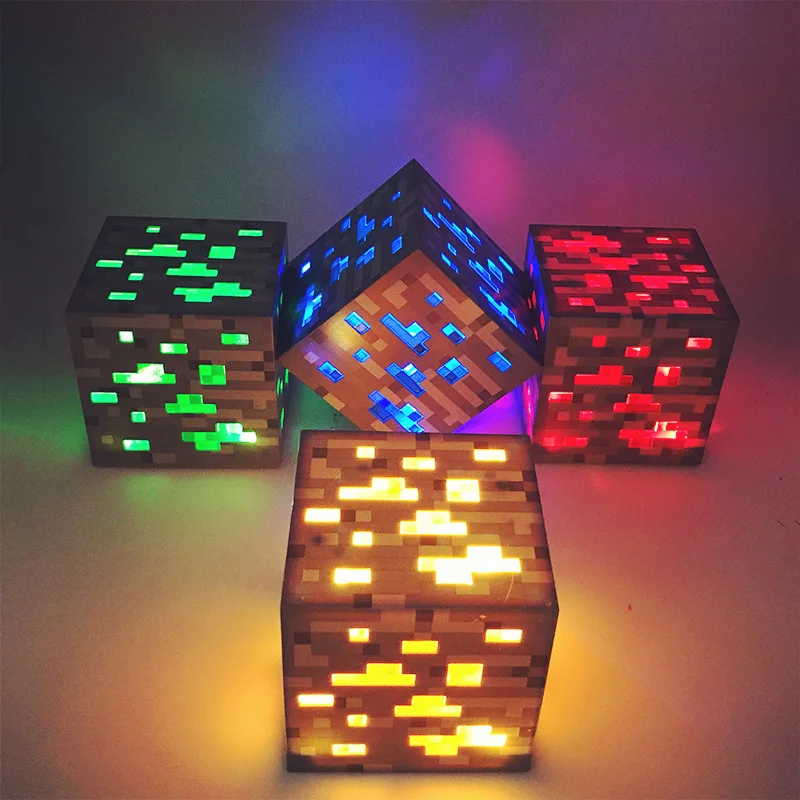 

Minecrafted Light Up Torch LED Lamp Diamond Square Light Night Light Hand Held or Wall Mount Light-Up Toys For Kids Gift
