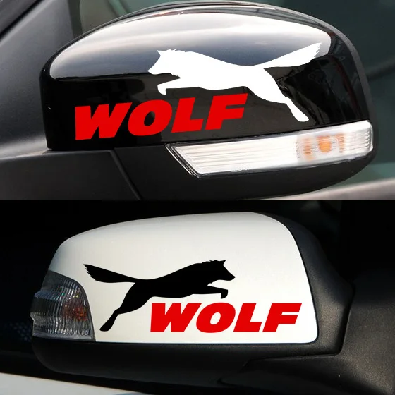 1 Pair Vinyl Keren Sport Serigala Stiker Mobil Spion Cermin Mobil