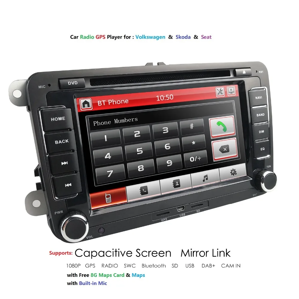 

2DIN Car DVD Player GPS forVW Passat CC Polo GOLF 5 6 Touran EOS T5 SharanJetta Tiguan Radio AutoRadio Audio SWC DAB RDS MAP BT