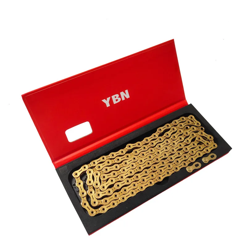 Perfect YBN mountain bike chain 11 speed road folding bike 22 33 speed gold full engrave  semi-hollow chain 0