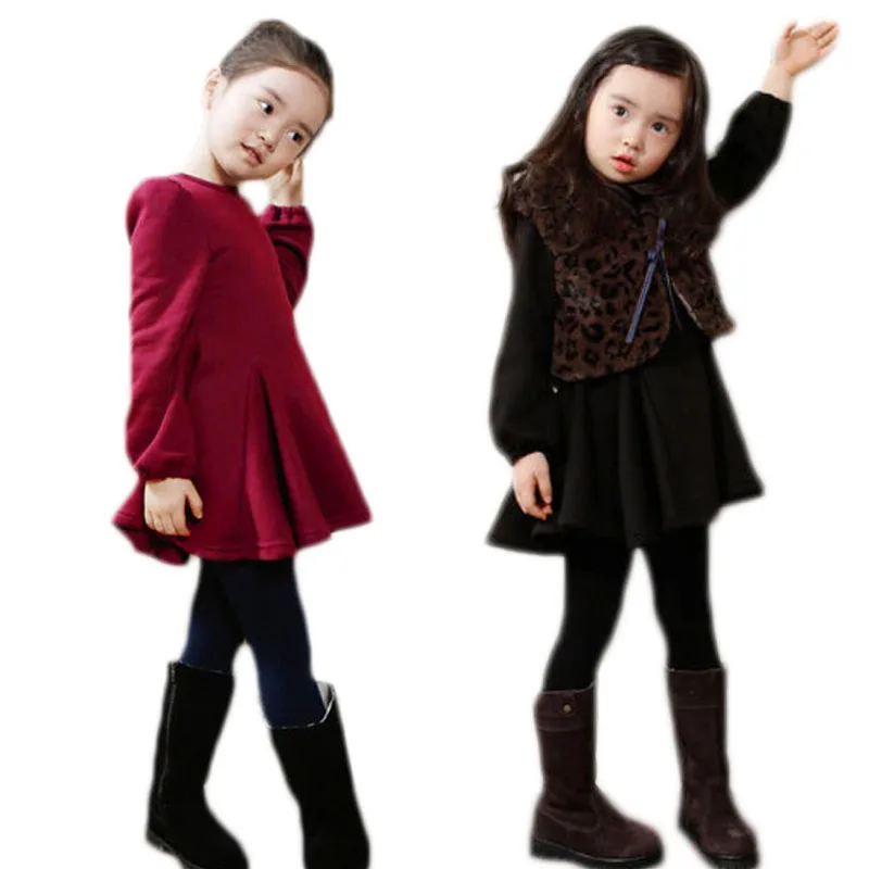 

Children's new dress girls autumn and winter thick cotton with cashmere dress fashion dress beautiful baby dress 4-8 years old