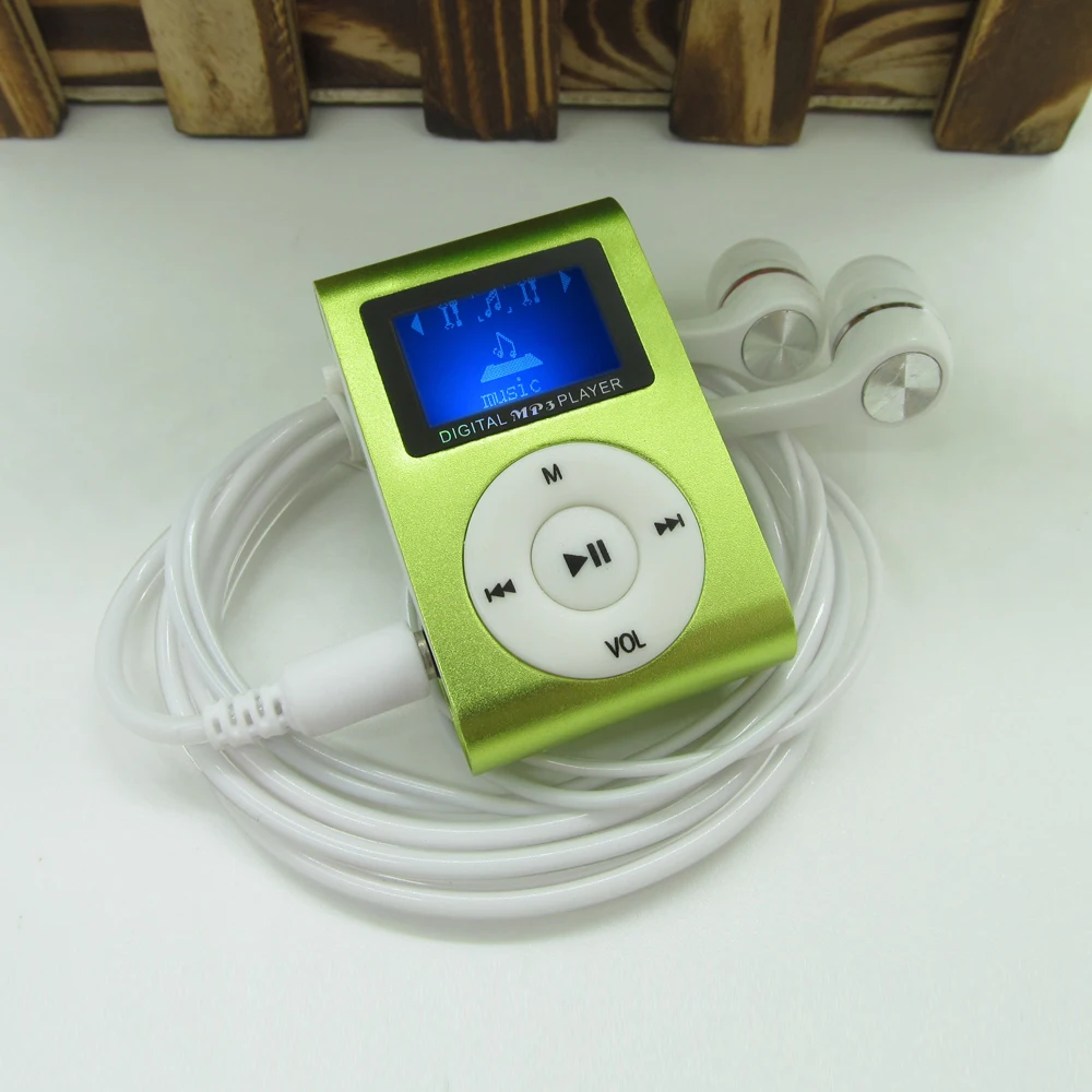 

Sport MP3 Player with LCD Screen Metal Mini Clip MP3 Music Player Earphones USB Cable with Micro TF/SD Card Slot