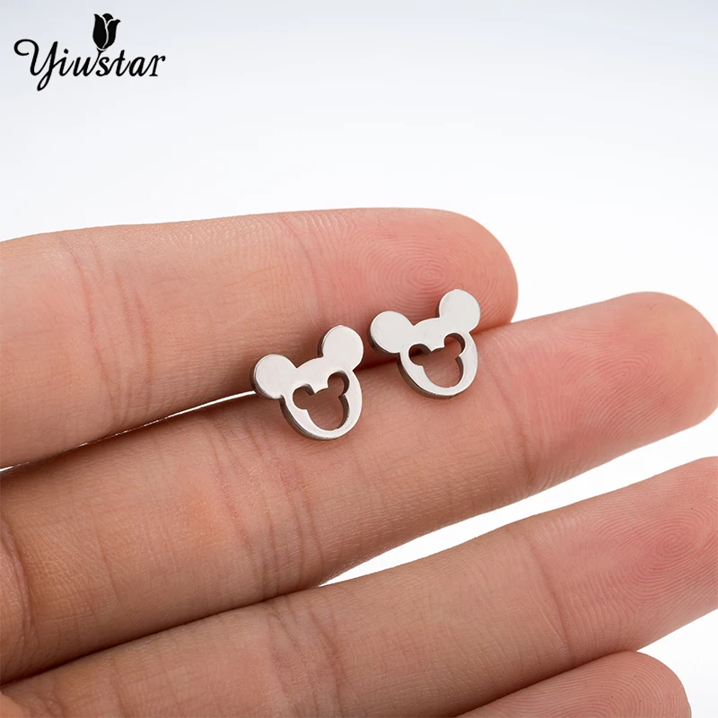 

Yiustar Mini Cartoon Cute Mickey Stud Earrings for Women Stainless Steel Mouse Earing Girls Kids Jewelry Everyday Cute Ear Studs