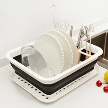 Kitchen Accessories Dish Rack Set Dish Cutlery Cup Rack With Tray Steel Drain Bowl Rack Kitchen Shelf Folding Dish Rack Drainer