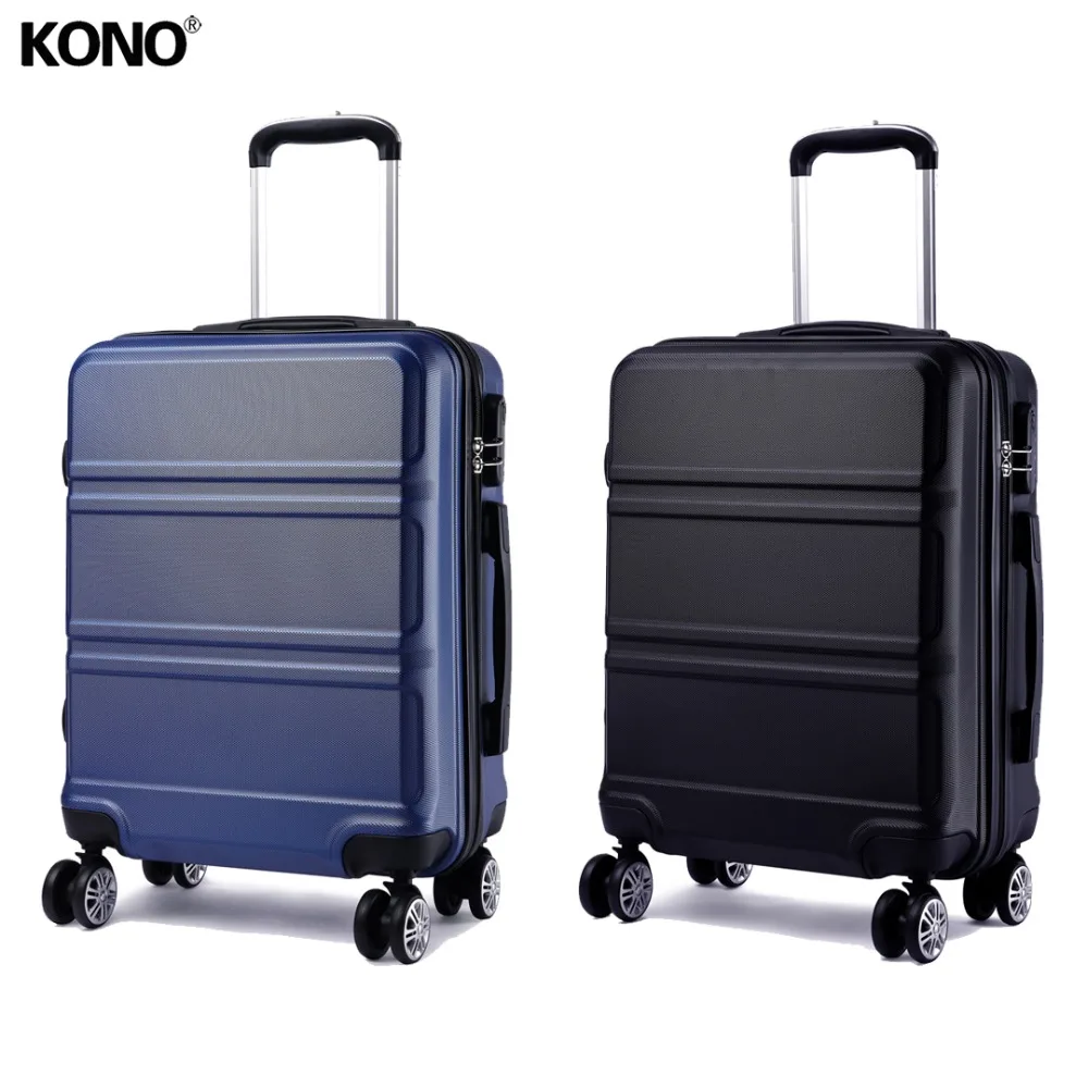 

KONO 2pcs Rolling Hand Luggage Travel Suitcase Hard Shell Light Weight Cabin Check In Carry on Trolley Case Bag 20 Inch YD1871L