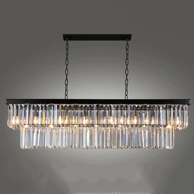 

Best Price American Country Crystal Pendant Dining Room Creative Rectangular Crystal Pendant Lamp LED Lighting Pendant Lights