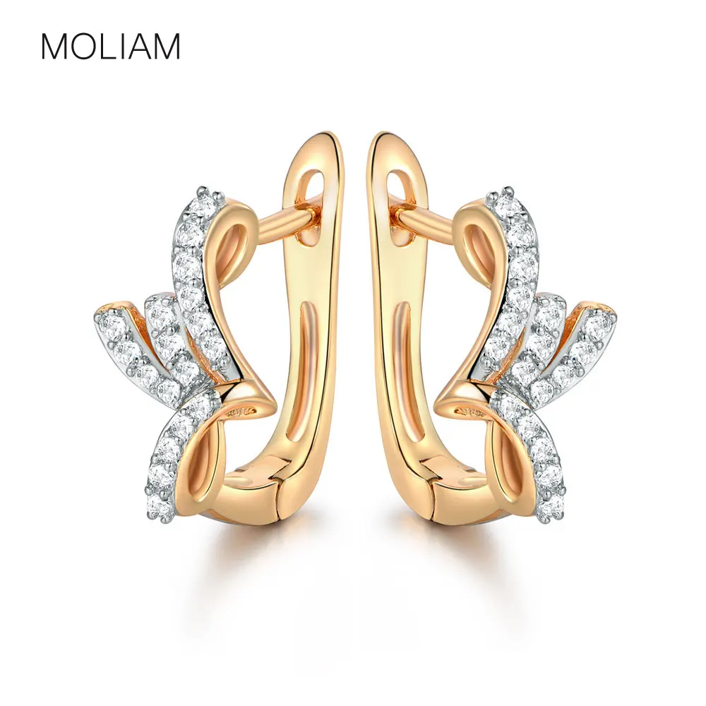 

MOLIAM Brand Latest Women Hoop Earrings Silver/Gold-Color Inlay AAA Cubic Zircon Engagement Earring MLE254