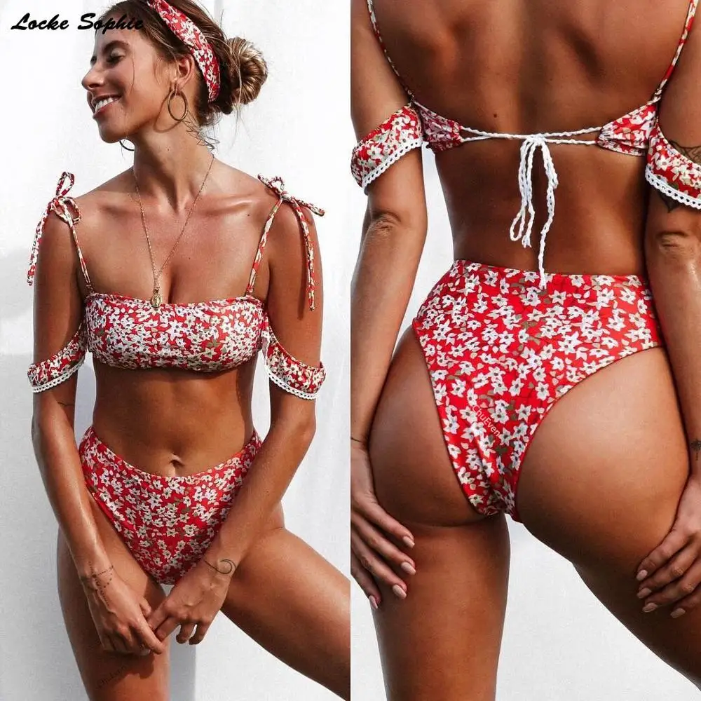 

2piece set women Sexy Bra and shorts 2019 Summer cotton blend Splicing Bandage prints super bikini suits set ladies suit twinset