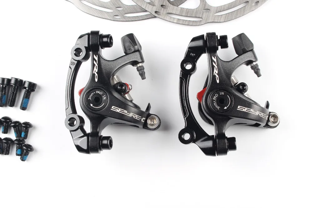 TRP Spyre road bike Aleación de bicicleta juego de freno de disco mecánico delantero y trasero incluye rotor de línea central de 160mm - 2