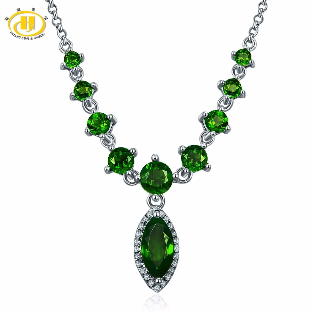 Hutang Natural Chrome Diopside Necklace Solid 925 Sterling Silver