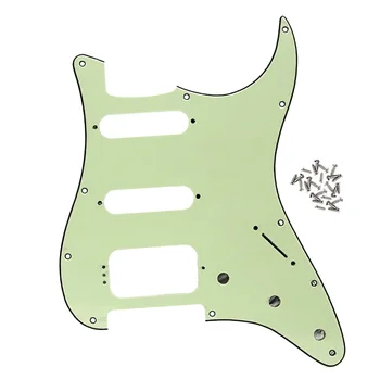 

FLEOR 11 Hole SSH HSS Electric Guitar Pickguard Scratch Plate Mint Green 3Ply with Screws for Strat Guitar Parts