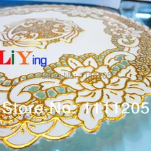 2 шт. 30 см круглый кружево doilies Золотая подкладка для стола классический стиль цветок пластиковая подставка под стакан элегантный узор jogo американо янтарь