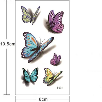 

2019 Women's 3D Temporary Tattoo Sticker Waterproof Body Decals Fake tattoo Art Tatted Butterfly pattern Tattoo Sticker