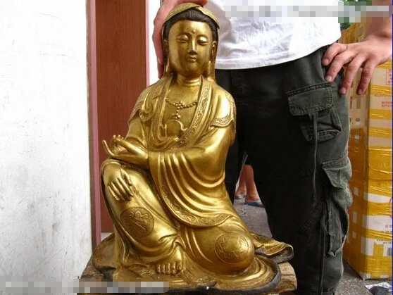 

150401 S0166 Chinese Bronze Gild Eight treasures freedom Kwan-Yin Guan yin Bodhisattva statue discount 30% (C0324)