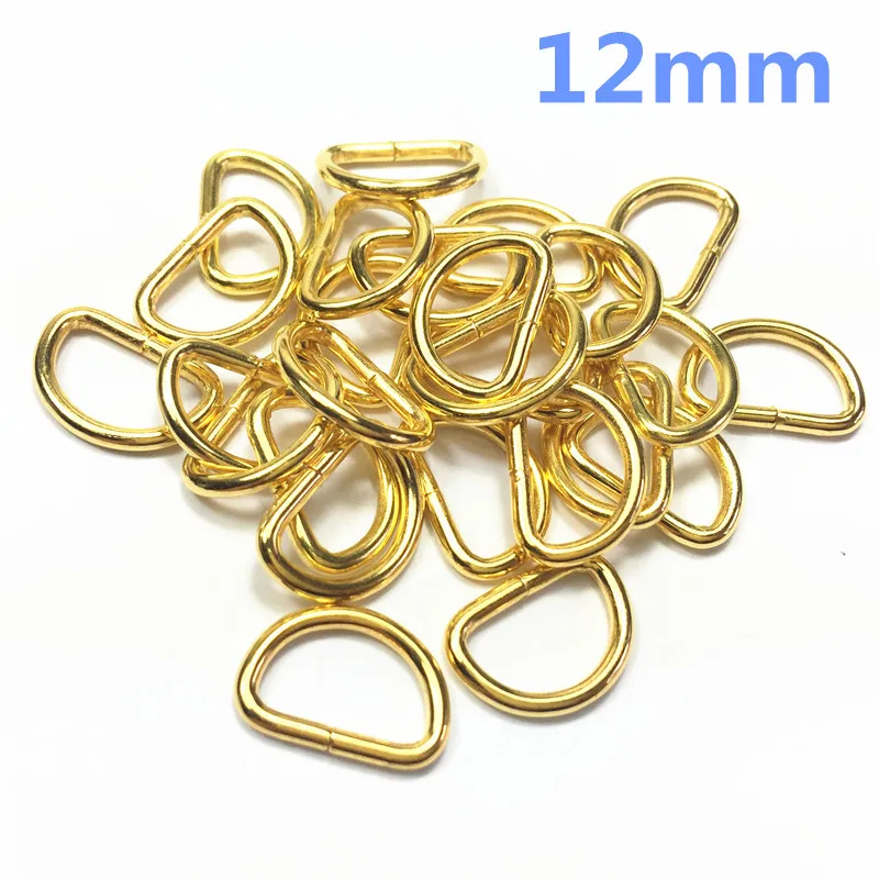 2    12mm gold Metal D ring buckles garment clothes DIY Needlework Luggage Sewing handmade Bag purse buttons