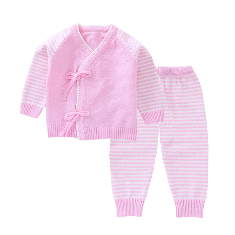 

Mioigee 2019 Autumn Winter Children Knitted Clothing Set Baby Girls Boys Fashion Striped Warm Clothes Suit Newborn Tracksuit
