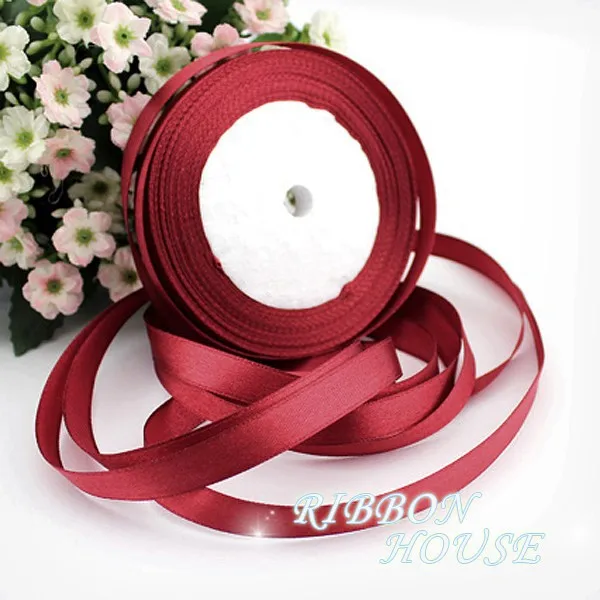 (25 yards/roll) 3/8" (10mm) Wine Red Single Face Satin Ribbon Webbing Decoration Gift Christmas Ribbons