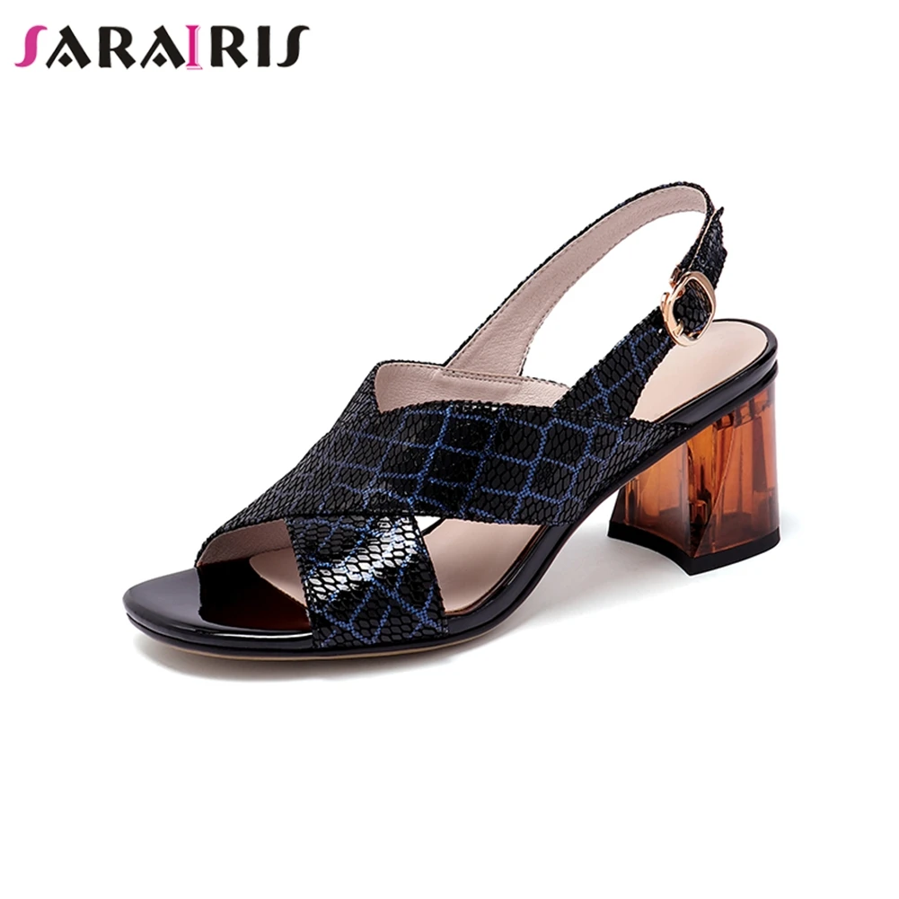 

SARAIRIS 2019 Fashion Print Sheepskin Shoes Sandals Women Summer Women High Heels Sandals Women Shoes Woman Larege Size 34-42