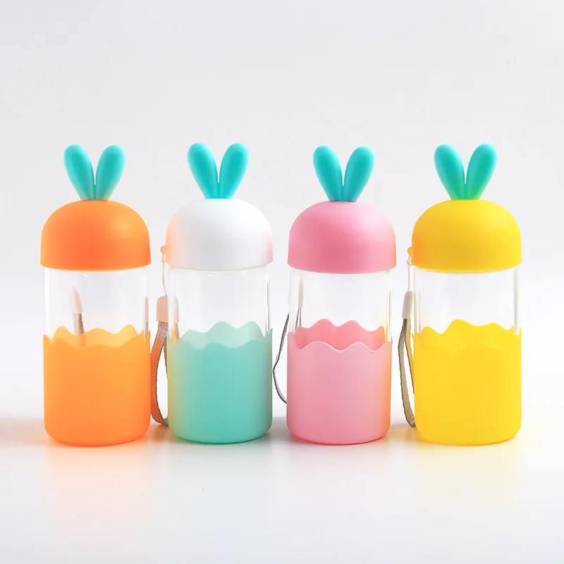 Bearknight Bouteilles D Eau En Verre Transparent Sceau Creatif En Option 4 Couleurs En Verre Creatif Monocouche Pour Enfant Dessin Anime Nouveau Aliexpress