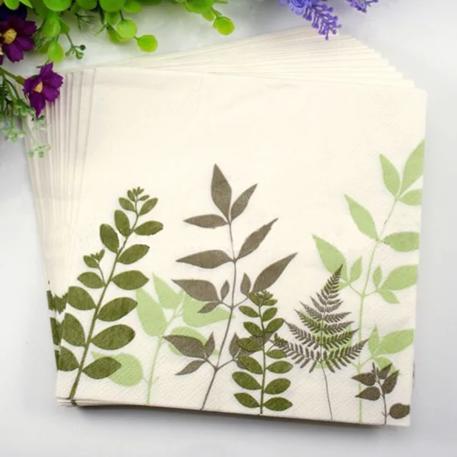 20pcs/lot leaves pattern wedding Paper Napkin dinner Tissue Supply