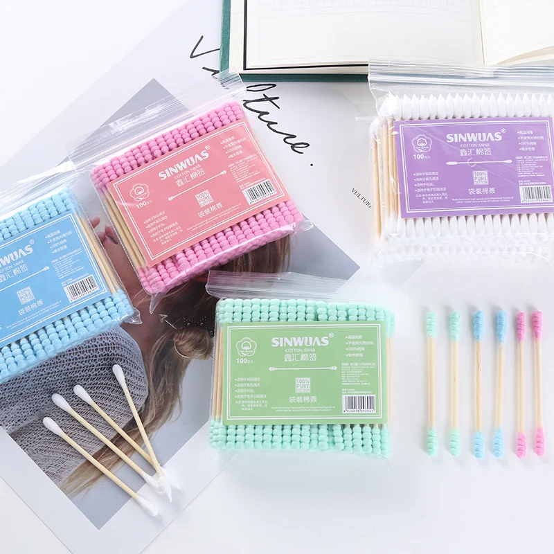 

Cosmetic Cotton Swab Stick Double Head Ended Clean Cotton Buds Ear Clean Tools For Children Adult.G-0232