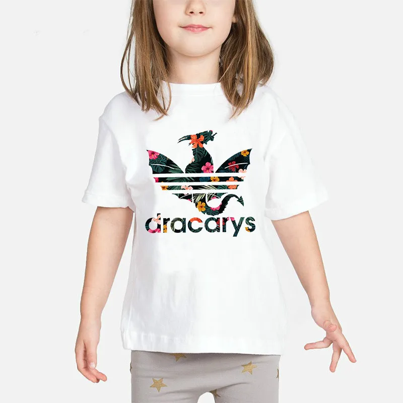 

Dracarys Baby Girls T Shirt 2019 Game of Thrones Daenerys Kids Clothes Mother Of Dragon Children Summer t shirt Khaleesi Costume