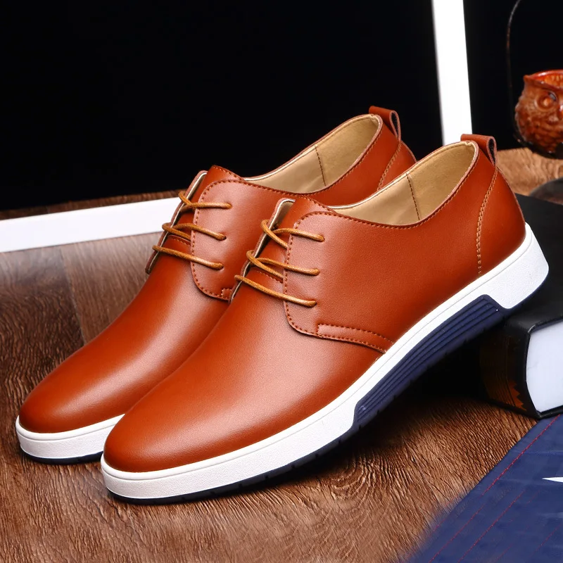 

Shoes Men 2019 New Solid Comfortable PU Leather Men Casual Shoes Lace-up Fashion Male Tennis Mans Footwear Chaussure Homme