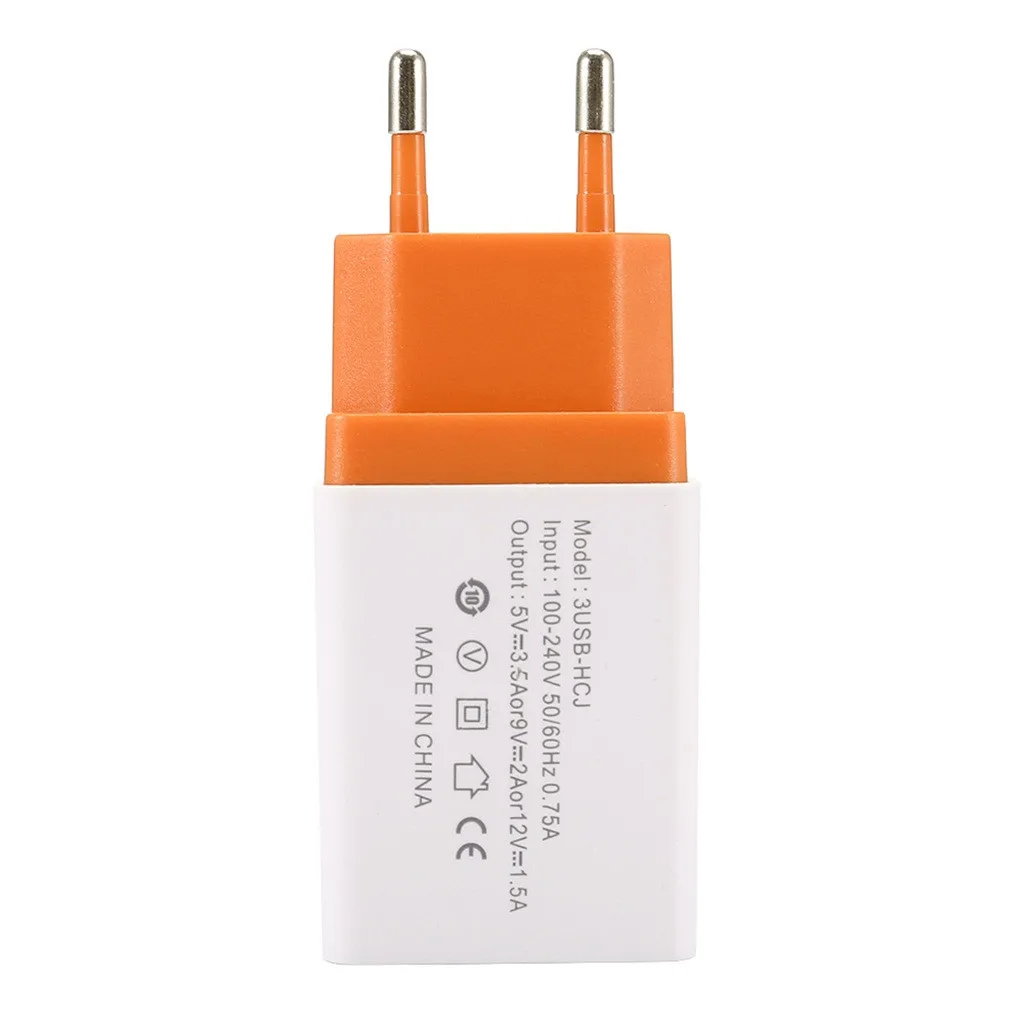 Binmer Новое мобильное зарядное устройство для телефона 5 V 2A 3 Зарядка с usb-разъемом для зарядки настенный адаптер штекера ярких цветов сбоку зарядное устройство для samsung S8 S9 - Цвет: Orange