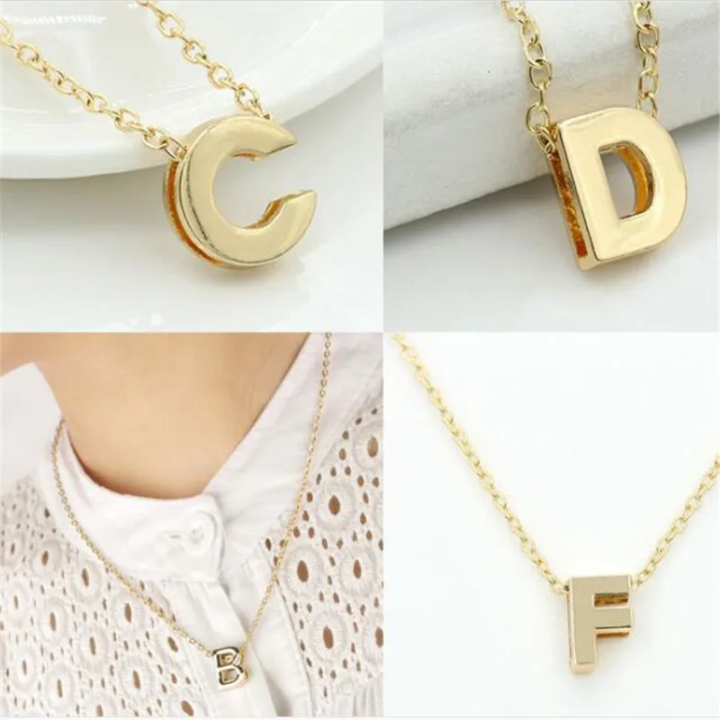 

Gold Color 26 A-Z Letter Name Tiny Cursive Initial Necklaces For Women Delicate Personalized Name Pendant Necklace Gift