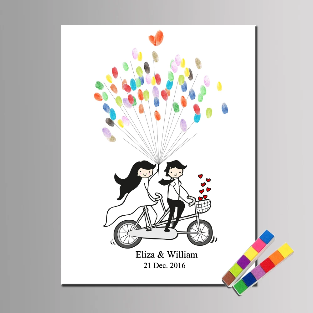 Personalize Wedding Guestbook Alternative Fingerprint Balloons Poster ...