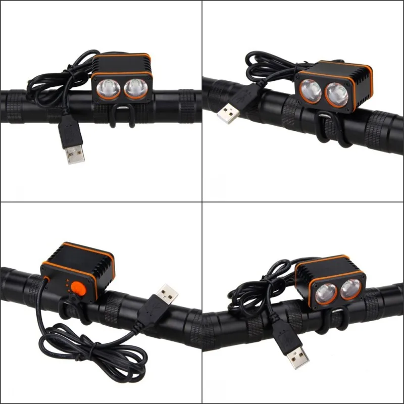 USB Charing светодиодный велосипедный светильник 10000лм 2* XM-L T6 светодиодный передний велосипедный светильник велосипедный Головной фонарь дальность луча 200 м без аккумулятора