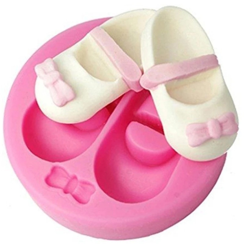 3d Mignon Bebe Chaussures Arc Silicone Gateau Moules Gomme Pate Chocolat Fimo Argile Bonbons De Moule Fondant Gateau Decoration Outils A023 Aliexpress