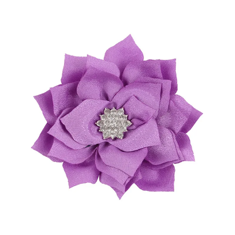 1 шт. разных цветов для маленьких девочек, украшенные стразами красивый Лотос цветы(без зажима) для Сделай Сам DIY бигуди для волос зажим, аксессуар для волос - Цвет: Purple