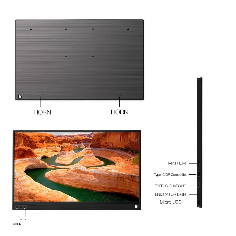 

Portable Monitor 15.6 USB Type-C Full HD 1080 IPS USB C Portable Monitor Built-in Dual Speakers Compatible with Computer Laptop