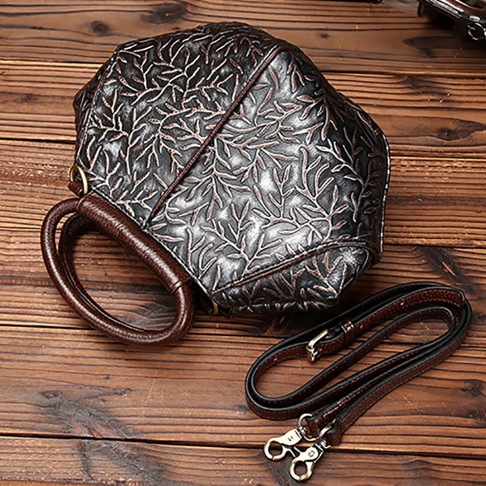  100% Genuine Leather Handbag Women Vintage Trend Hobo Shoulder Messenger Bag Natural Cowhide Cross  - 32769009414