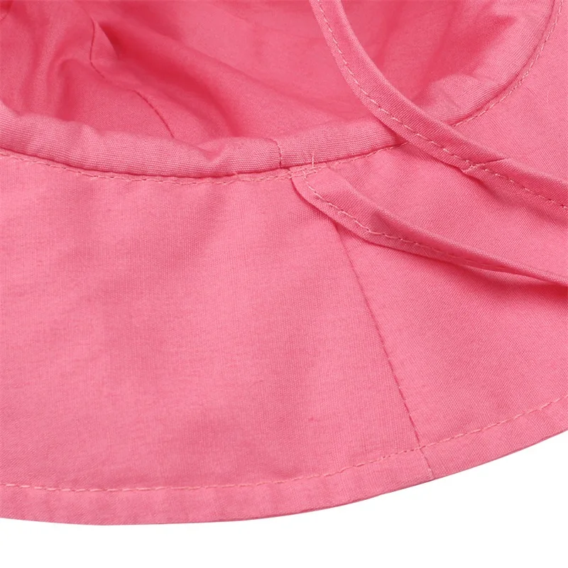 Fashion Cotton Girls Hat Summer Panama Sun Cap For Girls Ruffles Lace Up Kids Hat Wide Brim Red Beach Hat Baby Girls Clothing (11)