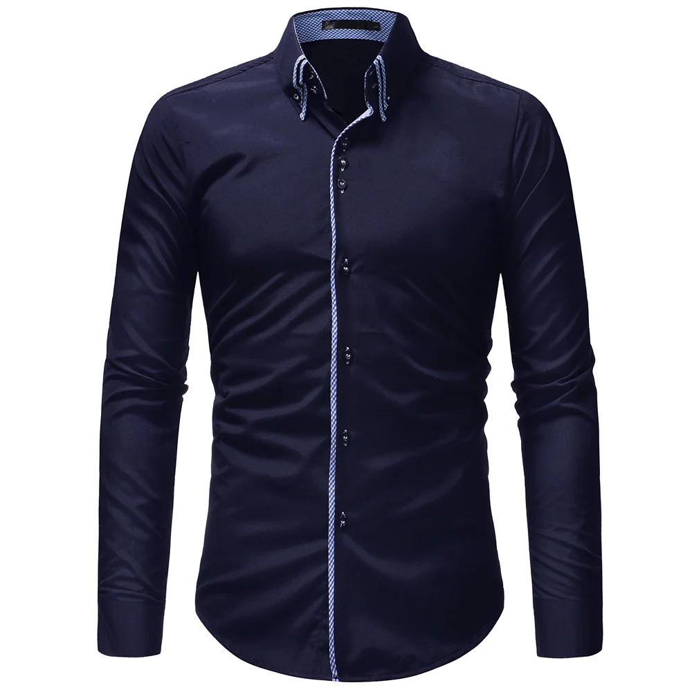 

New hot sale Men Shirt Long Sleeves Solid color Mens Dress Shirts Camisa Masculina Autumn Brand Casual Male Shirt Tops G005