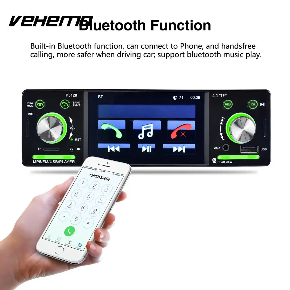

Vehemo 4.1 Inch Car Video Player Rear View Camera Car MP5 Multi-Function Automobile MP5 Player Radio Premium FM Transmitter