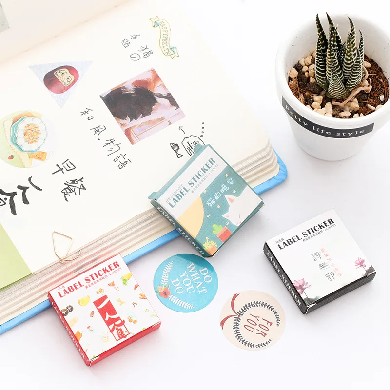 40pcs Self-adhesive Stickers Labels Boxed Stickers Pocket Album Decoration Seal Stickers DIY Paper Stickers Decorative Labels