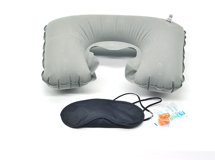 3pcs/set, Air Pillow Inflatable U Shape Neck Blow Up Cushion PVC