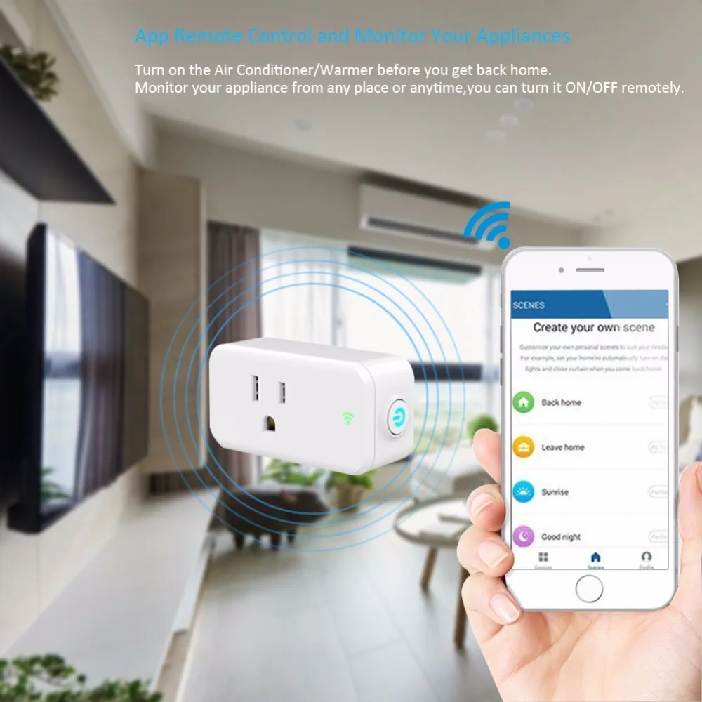 Модное умное Wi-Fi штекерное гнездо 15а США вилка Голосовое управление Amazon Alexa энергосберегающее Беспроводное управление разъемом типа США