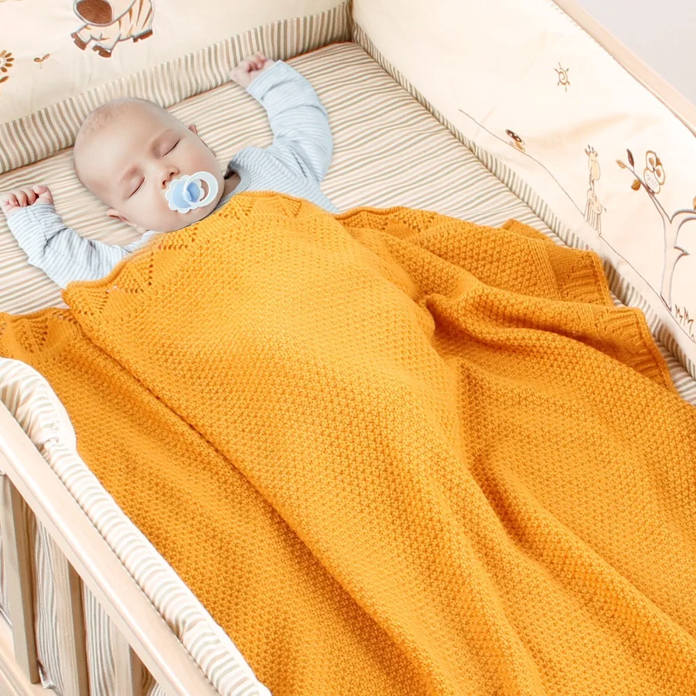 0-3Y детское одеяло для новорожденных, вязаная детская пеленка; банное полотенце, модная однотонная трикотажная коляска для малыша, постельные принадлежности, одеяло s, детские одеяла
