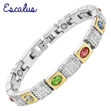 Escalus Цветные Красочные камни «кошачий глаз» Магнитный женский браслет серебряный цвет био подарок ювелирные изделия ручной браслет Шарм